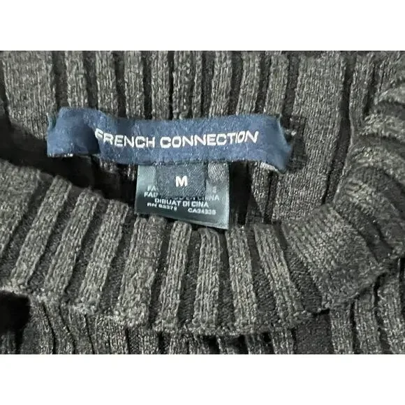 FRENCH CONNECTION WOMENS MEDIUM RIBBED KNIT LONG-SLEEVE DRESS CHARCOAL BLACK NEW - Picture 5 of 12